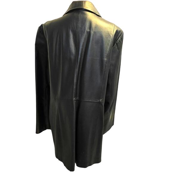 Sonoma Women’s Black Genuine Leather Jacket XL Button Front Blazer-Style - Picture 2 of 7